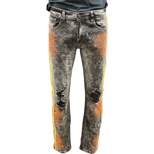 BLACK DENIM JEANS (GOLD STRIPE)