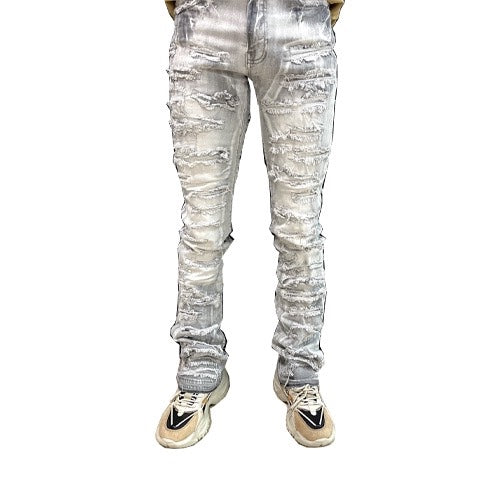 ICE GREY STACKED DENIM JEANS