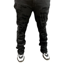 Load image into Gallery viewer, BLACK STACKED DENIM JEANS
