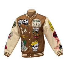 Load image into Gallery viewer, REASON RER-002 SECURE THE BAG (BROWN/CREAM) LETTERMAN JACKET
