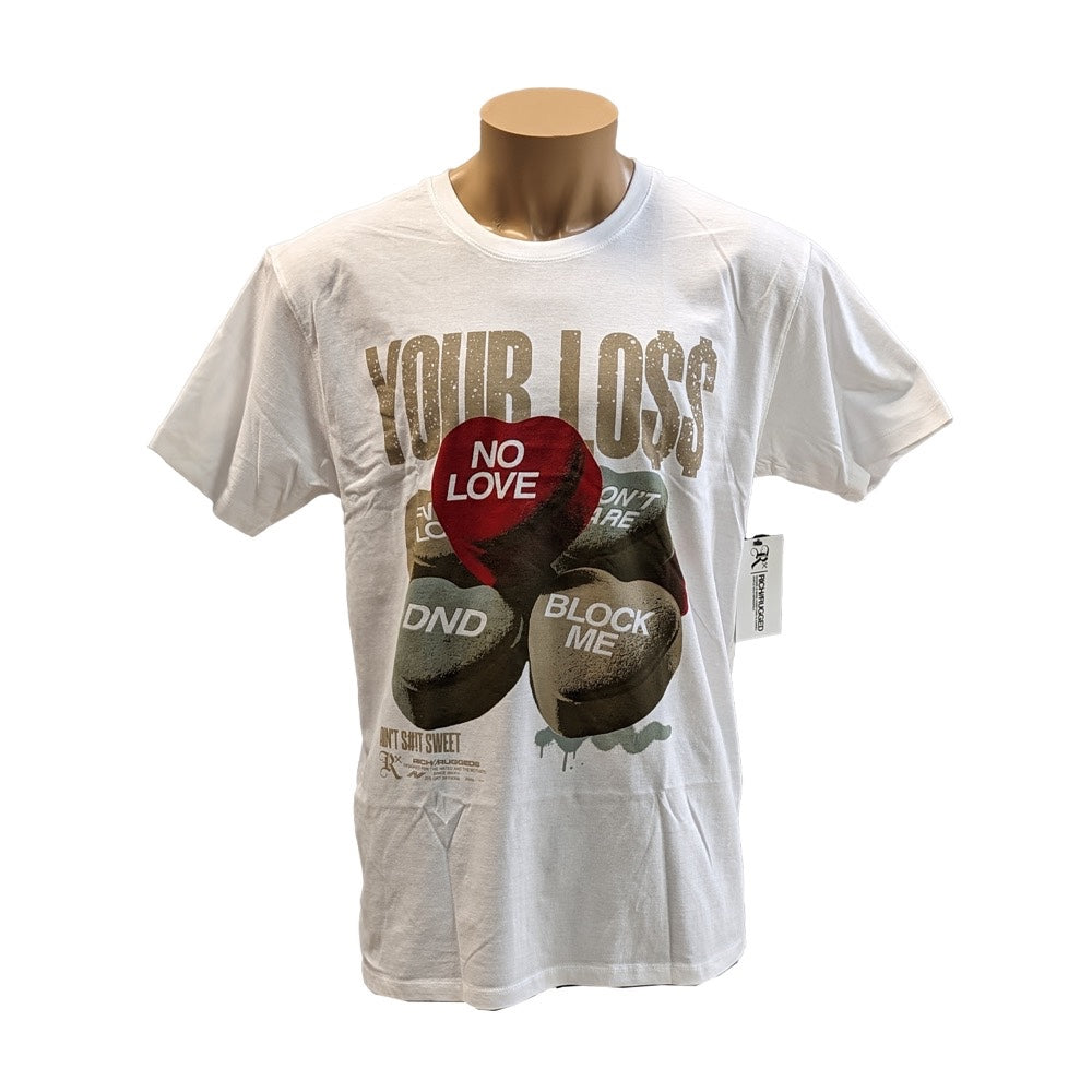 YOUR LOSS (AINT SWEET) WHITE, LIGHT BROWN, RED