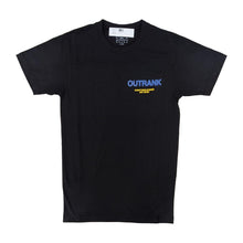 Load image into Gallery viewer, OUTRANK TEE BLACK/PURPLE/YELLOW EARNED
