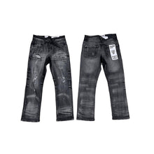 Load image into Gallery viewer, EV-330245K WASHED BLACK SLIM STRAIGHT JEANS
