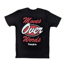 Load image into Gallery viewer, OUTRANK TEE BLACK/RED/WHITE MOVES OVER WORDS
